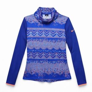 Nike Pro Dri-FIT Mock Neck Compression Shirt Blue Pink Women’s L